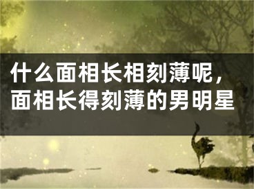 什么面相长相刻薄呢,面相长得刻薄的男明星
