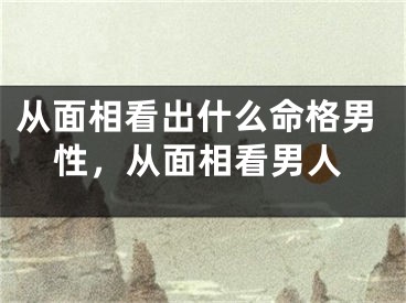 从面相看出什么命格男性,从面相看男人