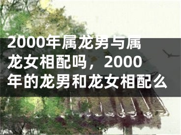 2000年属龙男与属龙女相配吗,2000年的龙男和龙女相配么
