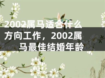 2002属马适合什么方向工作，2002属马最佳结婚年龄