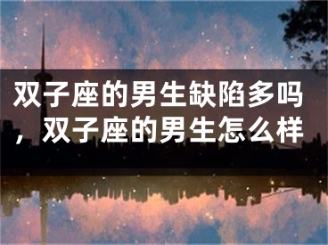 双子座的男生缺陷多吗，双子座的男生怎么样