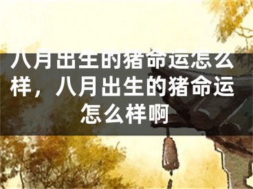 八月出生的猪命运怎么样，八月出生的猪命运怎么样啊