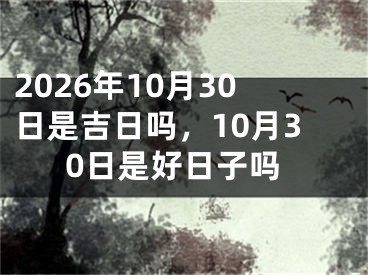 2026年10月30日是吉日吗，10月30日是好日子吗