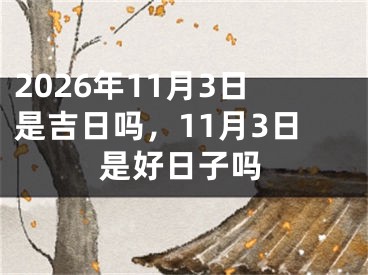 2026年11月3日是吉日吗，11月3日是好日子吗