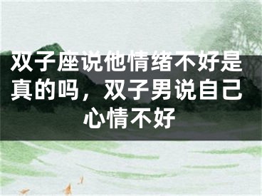 双子座说他情绪不好是真的吗，双子男说自己心情不好