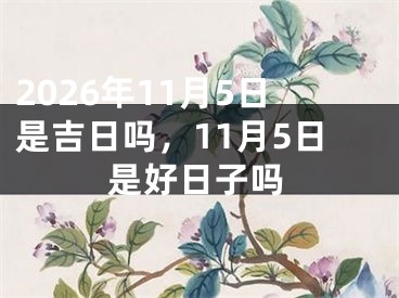 2026年11月5日是吉日吗，11月5日是好日子吗