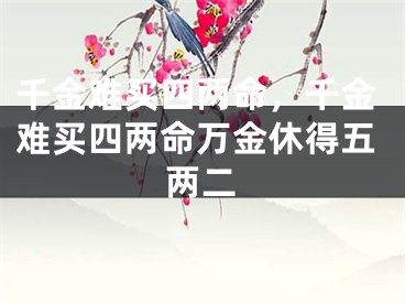 千金难买四两命,千金难买四两命万金休得五两二
