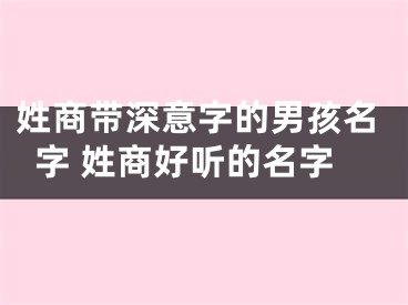 姓商带深意字的男孩名字 姓商好听的名字
