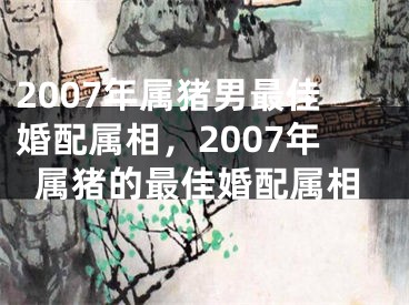 2007年属猪男最佳婚配属相，2007年属猪的最佳婚配属相