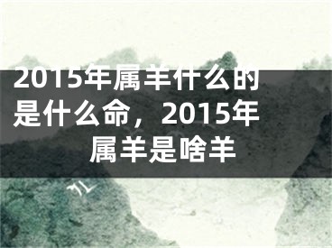 2015年属羊什么的是什么命，2015年属羊是啥羊