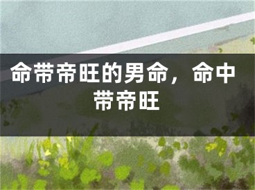 命带帝旺的男命，命中带帝旺