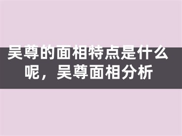 吴尊的面相特点是什么呢，吴尊面相分析