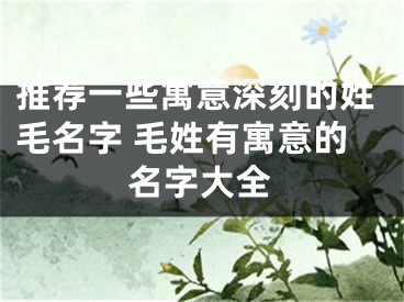推荐一些寓意深刻的姓毛名字 毛姓有寓意的名字大全