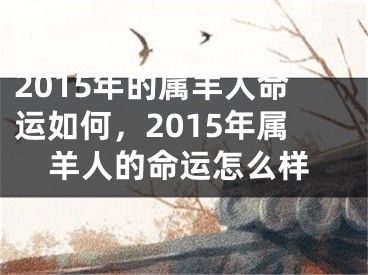2015年的属羊人命运如何，2015年属羊人的命运怎么样