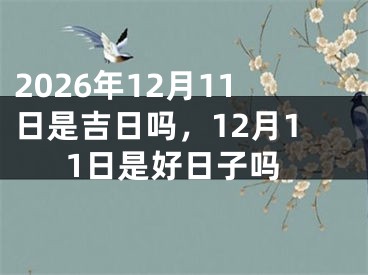2026年12月11日是吉日吗，12月11日是好日子吗