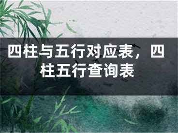 四柱与五行对应表，四柱五行查询表