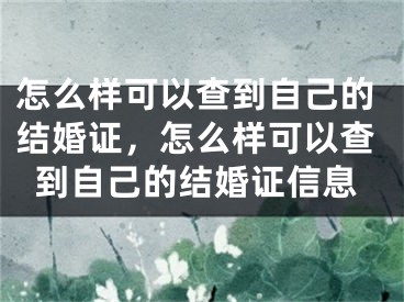 怎么样可以查到自己的结婚证,怎么样可以查到自己的结婚证信息