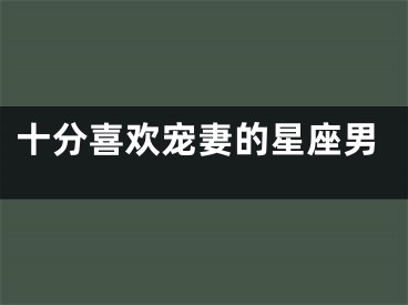 十分喜欢宠妻的星座男