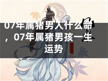 07年属猪男人什么命,07年属猪男孩一生运势
