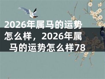 2026年属马的运势怎么样，2026年属马的运势怎么样78