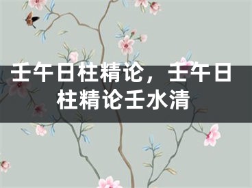 壬午日柱精论，壬午日柱精论壬水清