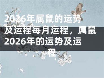 2026年属鼠的运势及运程每月运程,属鼠2026年的运势及运程
