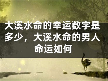 大溪水命的幸运数字是多少，大溪水命的男人命运如何