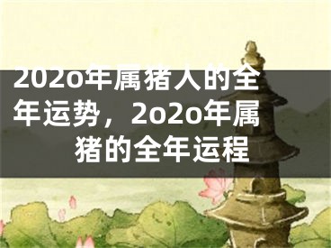 202o年属猪人的全年运势，2o2o年属猪的全年运程