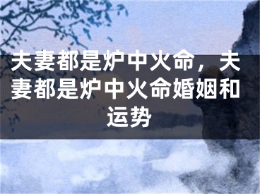 夫妻都是炉中火命,夫妻都是炉中火命婚姻和运势