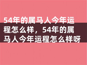 54年的属马人今年运程怎么样，54年的属马人今年运程怎么样呀