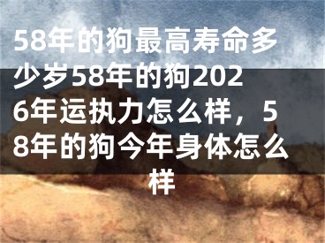 58年的狗最高寿命多少岁58年的狗2026年运执力怎么样，58年的狗今年身体怎么样