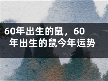 60年出生的鼠，60年出生的鼠今年运势