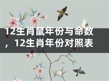 12生肖鼠年份与命数，12生肖年份对照表