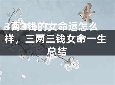 3两3钱的女命运怎么样，三两三钱女命一生总结