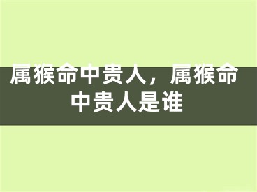 属猴命中贵人，属猴命中贵人是谁