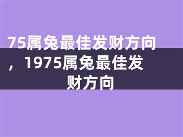 75属兔最佳发财方向,1975属兔最佳发财方向
