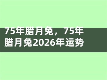 75年腊月兔，75年腊月兔2026年运势
