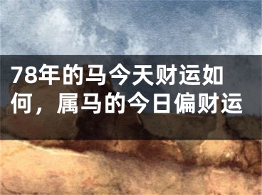 78年的马今天财运如何，属马的今日偏财运