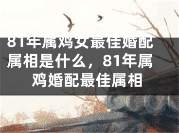 81年属鸡女最佳婚配属相是什么，81年属鸡婚配最佳属相