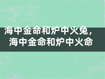 海中金命和炉中火兔，海中金命和炉中火命