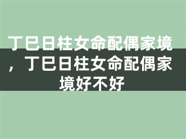 丁巳日柱女命配偶家境，丁巳日柱女命配偶家境好不好