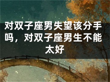 对双子座男失望该分手吗,对双子座男生不能太好