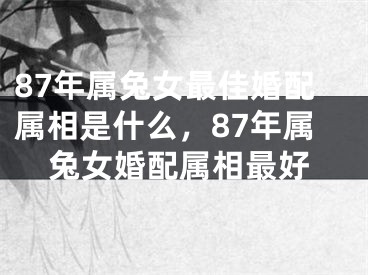 87年属兔女最佳婚配属相是什么，87年属兔女婚配属相最好