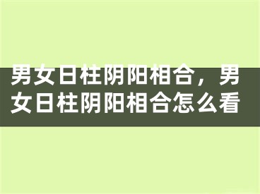 男女日柱阴阳相合，男女日柱阴阳相合怎么看