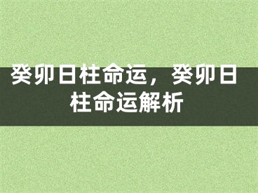 癸卯日柱命运，癸卯日柱命运解析