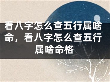 看八字怎么查五行属啥命,看八字怎么查五行属啥命格