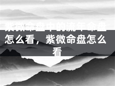 紫微命盘中的流年命盘怎么看，紫微命盘怎么看