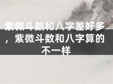 紫微斗数和八字差好多，紫微斗数和八字算的不一样