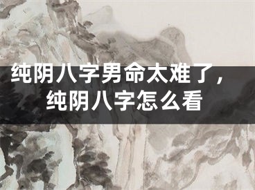 纯阴八字男命太难了，纯阴八字怎么看