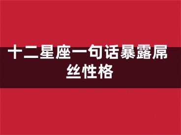 十二星座一句话暴露屌丝性格
